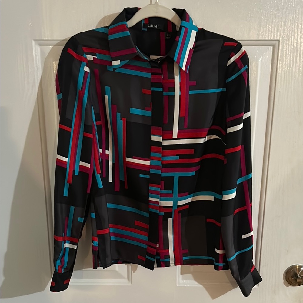 Carlisle 100% Silk Multicolor Striped Shirt